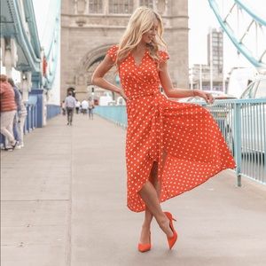 Boden Antonia Wrap Polka Dot Dress